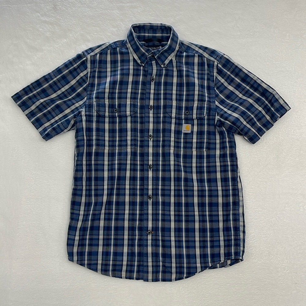Carhartt Mens Loose‎ Fit Short Sleeve Plaid Button Down Sz Small